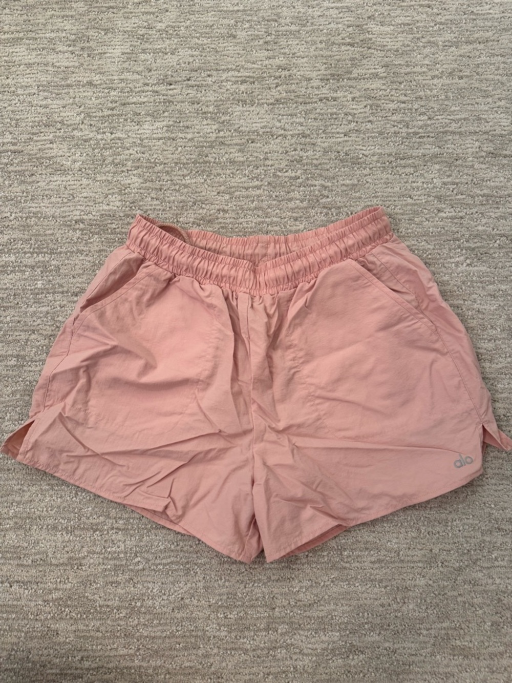ALO Yoga Women's Blush Pink Athletic Shorts with Elastic Waist